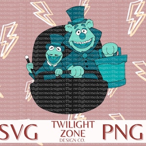 May include: A teal cartoon illustration of a bear and a frog in top hats and suits, set against a pink background with lightning bolt accents. The image includes the text "SVG" and "PNG".