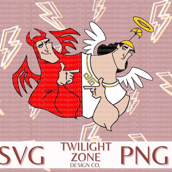 Angel vs Devil SVG | easy cut file for Cricut, Layered by colour. PNG | colour file for printing and sublimination