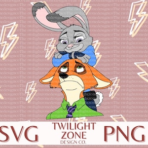 Nick and Judy SVG | easy cut file for Cricut, Layered by colour. PNG | colour file for printing and sublimination