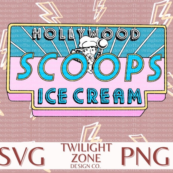 Hollywood scoops SVG | easy cut file for Cricut, Layered by colour. PNG | colour file for printing and sublimination