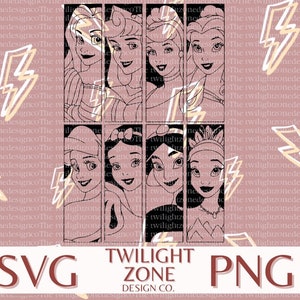Princesses SVG | easy cut file for Cricut, Layered by colour. PNG | colour file for printing and sublimination