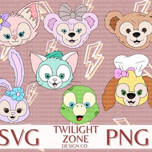 Duffy and friends SVG | easy cut file for Cricut, Layered by colour. PNG | colour file for printing and sublimination