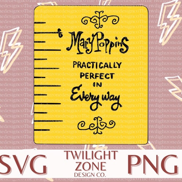 Practically perfect SVG | easy cut file for Cricut, Layered by colour. PNG | colour file for printing and sublimination