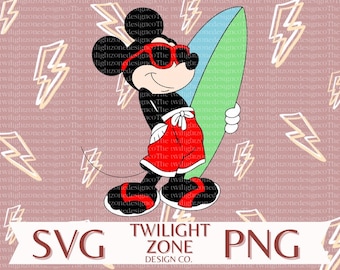 Surfing mouse SVG | easy cut file for Cricut, Layered by colour. PNG | colour file for printing and sublimination