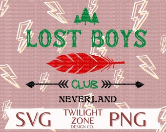 Archivo SVG/de corte fácil del Club de los niños perdidos para Cricut, con capas por color. Archivo PNG/de color para impresión y sublimación