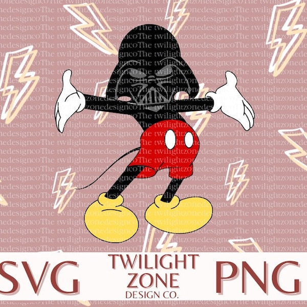 Darth mouse SVG | easy cut file for Cricut, Layered by colour. PNG | colour file for printing and sublimination
