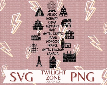 World showcase SVG | easy cut file for Cricut, Layered by colour. PNG | colour file for printing and sublimination
