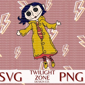 May include: A digital illustration of a girl with black hair and a yellow raincoat, standing on a pink background with white lightning bolts. The text "TWILIGHT ZONE DESIGN CO." is at the bottom of the image.