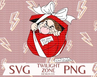 Grumpy present SVG | easy cut file for Cricut, Layered by colour. PNG | colour file for printing and sublimination