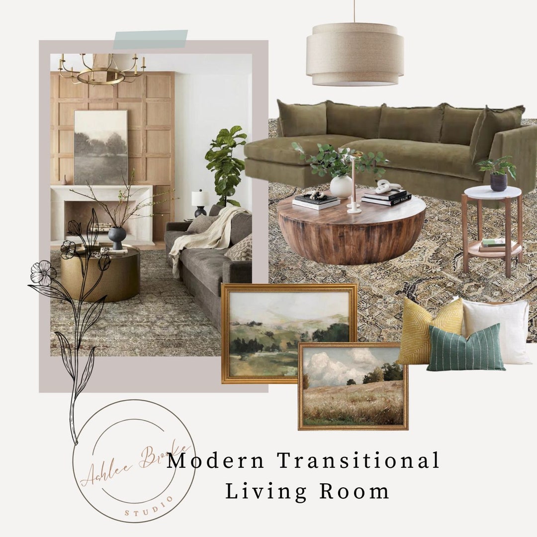 Modern Transitional Living Room - Etsy
