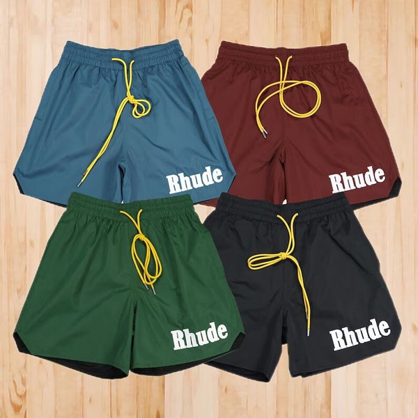 Rhude Shorts | rhude basketball shorts | Casual Rhude Sports Shorts | Loose Large Size Five-point Basketball Pants | Rhude Beach Shorts