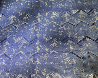 Elegant hand made dark blue with Gold zigzag pattern drapery , Custom Size lined or unlined curtains, for bedroom, living room dining room