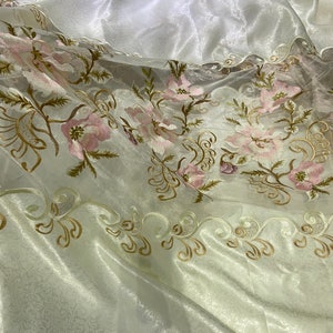 Custom made embroidery curtain with match shear,lined or unlined, handmade custom color,pink, blue,yellow, and off-white colors,70% blackout