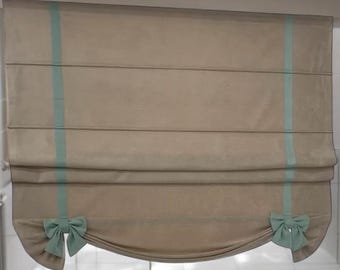 Custom made Lined velvet roman shade, Inside or outside installation accessories