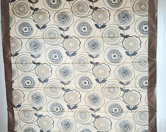 Custom made washable roman shade, linen fabric with silk border ,Inside or outside installation accessories