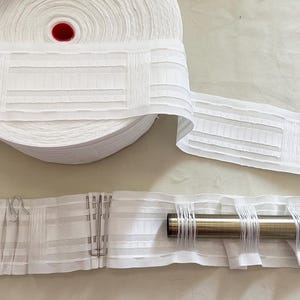 3.35 In Wide Multifunction Curtain Tapes for Rod and Track, 4 different types of option, Fold shape,Pinch pleat, Pencil pleat and Clip ring