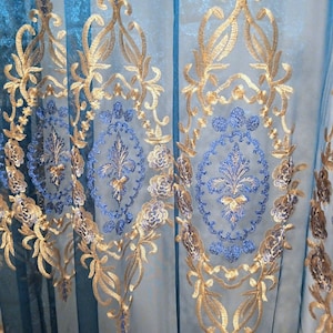 Customized  embroideried sheer European style sheer for wedding room , living room, and  dining room