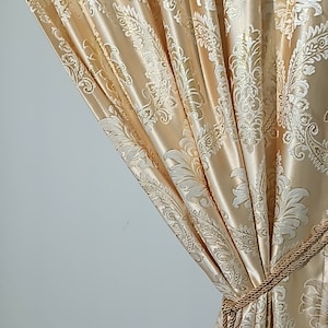 Elegant gold design jacquard curtains for living room dining room,and bedroom hand made drapery, Custom size