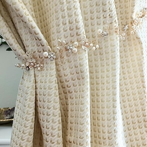 Modern gold cream design jacquard Curtain Custom Size, hand made drapery bedroom living room, and dining room