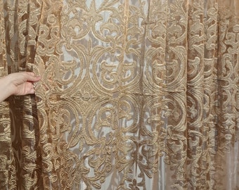 Gold sheer Custom size custom Hand made drapery for living room, dining room, and bedroom