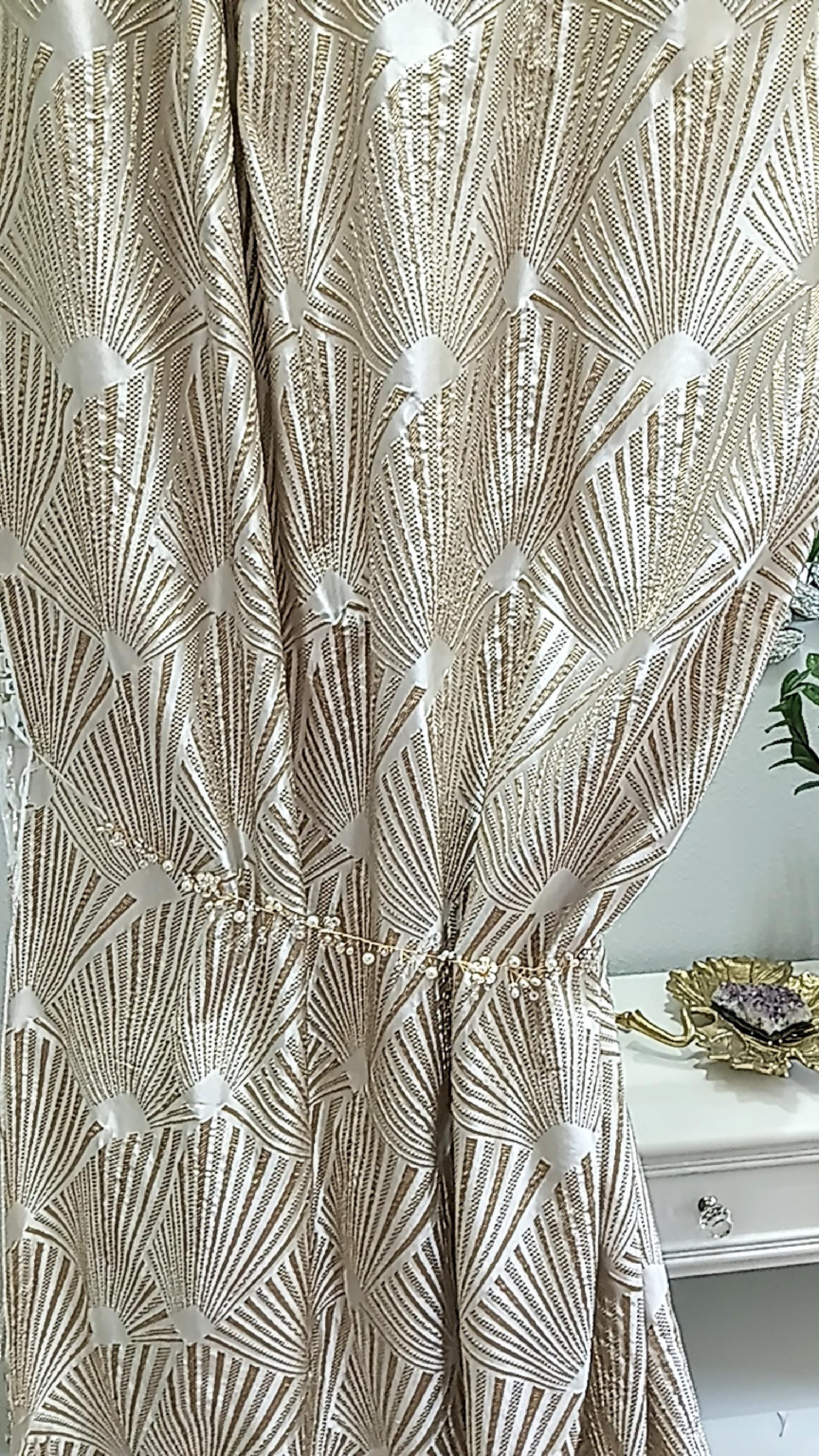 Custom Made Curtain,3d Cream Beige Jacquard Drapery,80% Blackout ...