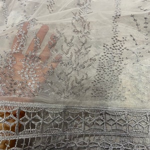 custom made white sheer with Elegant  lace embroidery,Tulle for living room, dining room, and bed room, hand made drapery