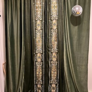 Custom made Europeans Embroidery lace Green velvet curtain, Customized size Hand made curtains for living room, dining room and bedrooms