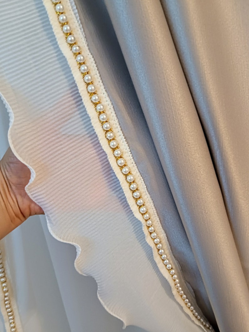 Customer Made Custom Made Beaded Lace Curtain and Side Tulle Set Luxury