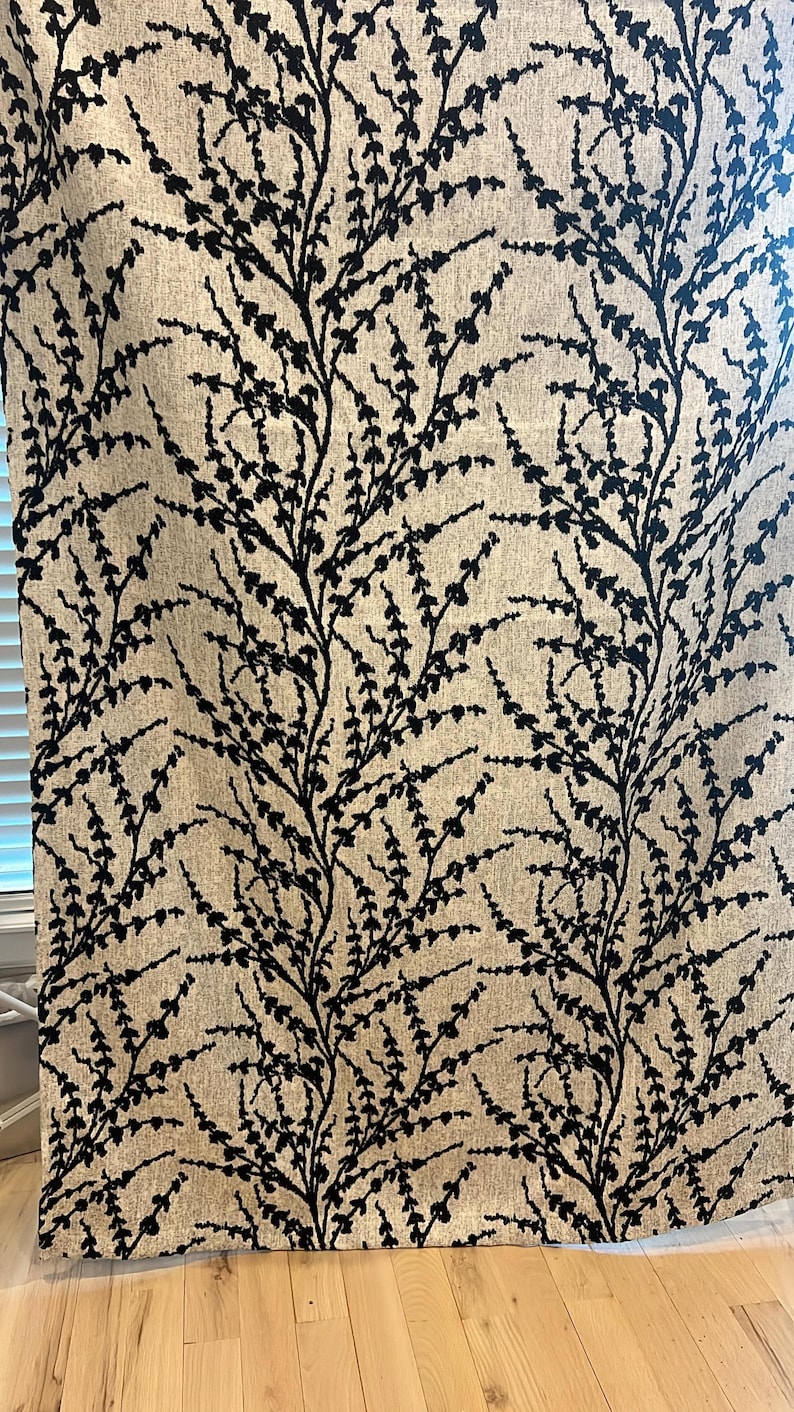 Black Snow Willow Jacquard Chenille Curtains – Thick, Elegant Drapes for Living Room or Bedroom image 1