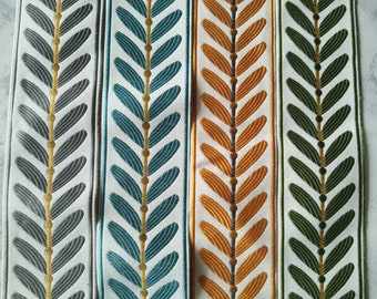 Curtain Border Tape Curtain Trim, fabric trim off white linen with High end Embroidery Thread