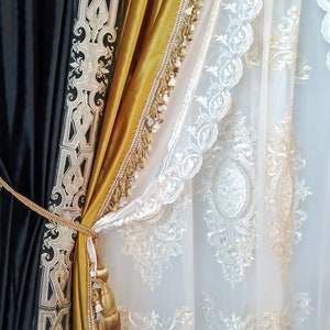 Custom made luxury black velvet  with gold velvet splicing High end Style for living room, Hand made, custom colors , custom size