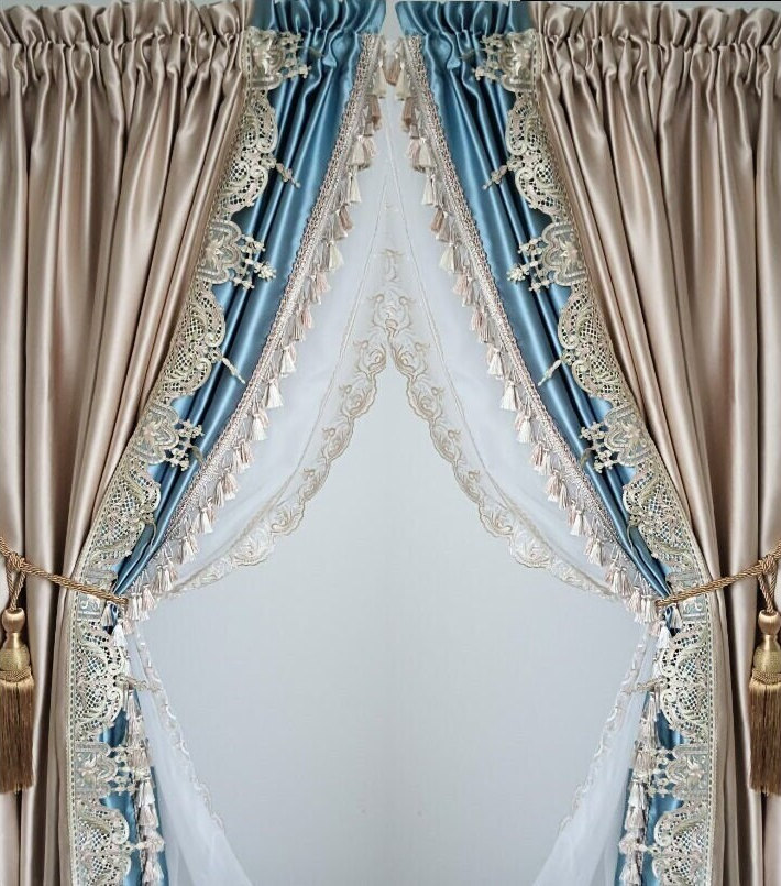 Floral Sheer Mesh Curtain Scallop Trim Curtains For Living - Temu