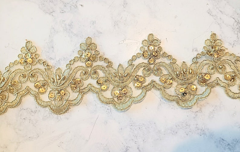 Handmade Sequin Beaded Trim, Embroidery Trim, Custom Size Trim Border