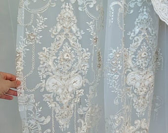 luxury sheer curtain Embroidery sheer for living room, dining room, bedrooms