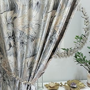 High Quality Modern pattern jacquard Curtain with gold and black colors Custom Size, hand made drapery bedroom living room, and dining room