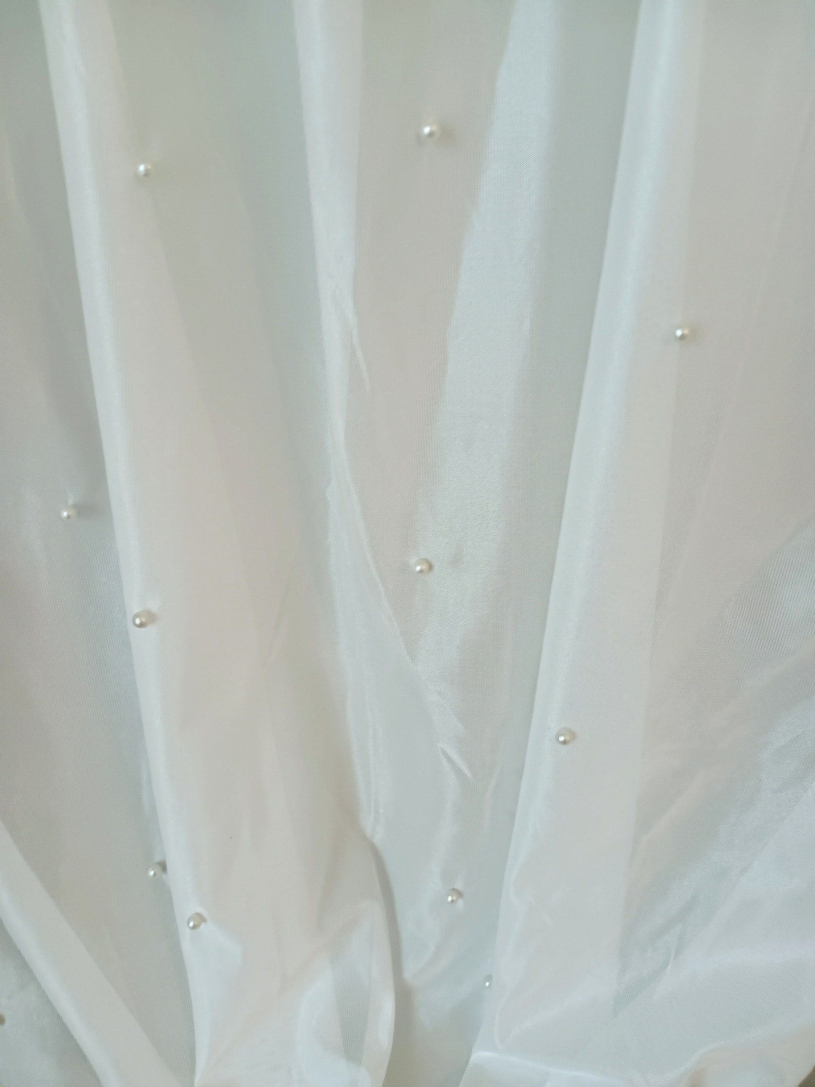 Customized Size Hand Made Luxury White Pearl Tulle Decorated for Living ...