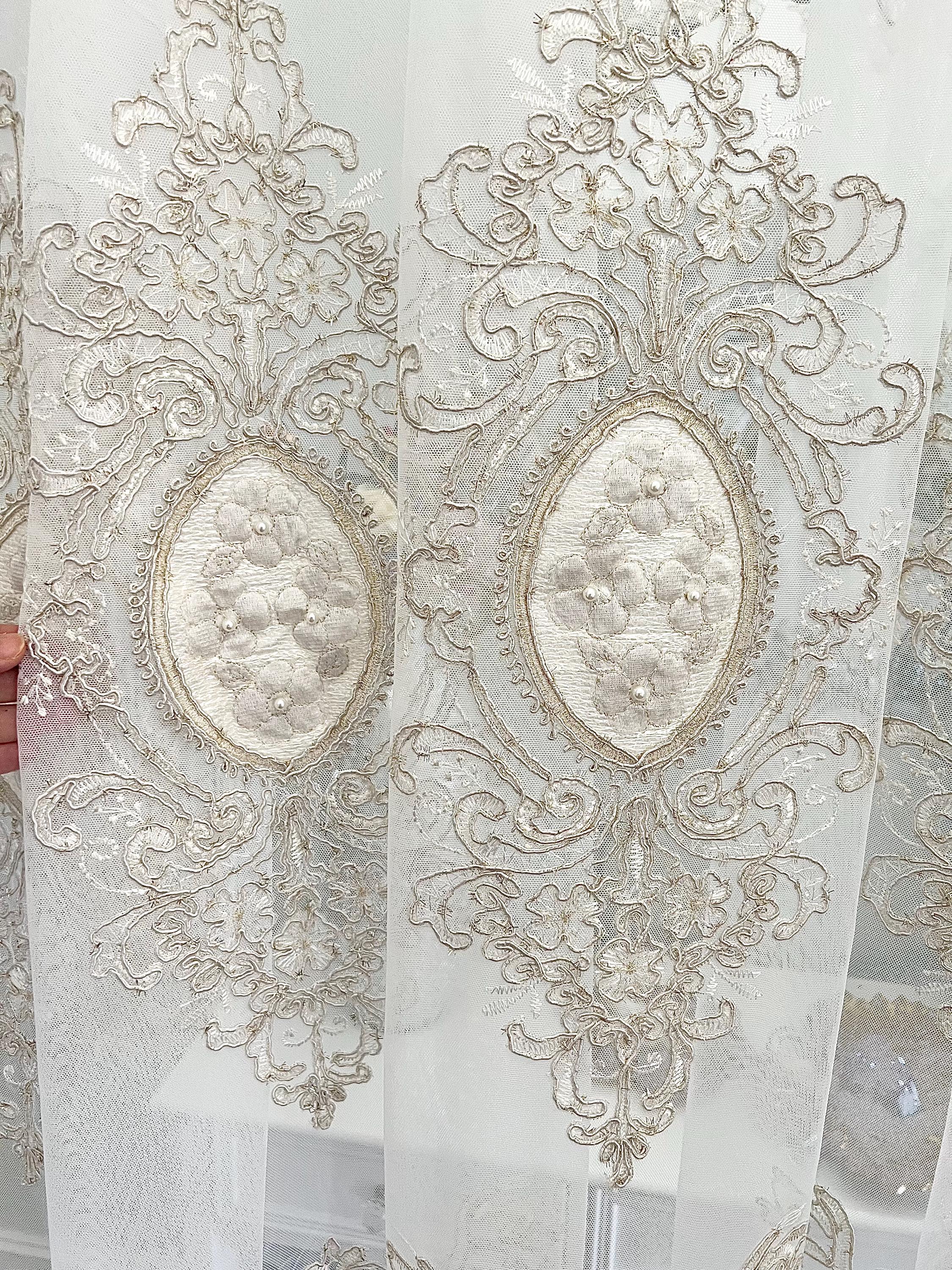 Hand Made Elegant Embroidery Sheer Tulle Custom Made