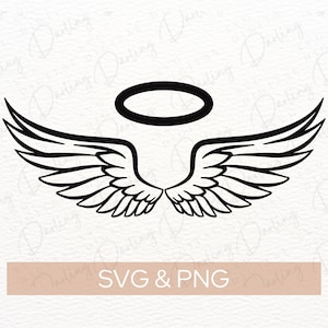 Angel Wings SVG PNG, In Memory SVG, Angel Wings and Halo svg, cut file, sublimation, vector
