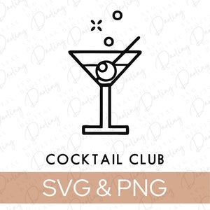 Cocktail Club SVG, martini-svg, cheers svg, bar cart svg-bestand, cricut snijdbaar, svg png