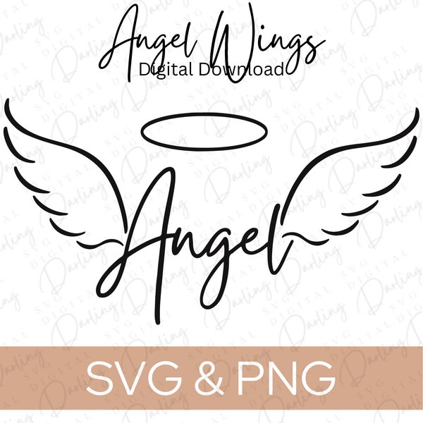 Angel Wings SVG PNG, Memory SVG, Angel Wings and Halo svg, cricut svg file