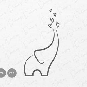 Baby Elephant SVG PNG, Elephant blowing hearts SVG, cut file, Elephant Clipart