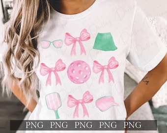Pickleball Coquette PNG: Bows & Sport Design (Sublimation)