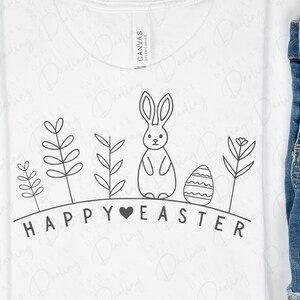Happy Easter SVG, Easter SVG, Floral Bunny SVG, Spring Svg, Flowers Svg, Easter Shirt Svg, Cut File, Sublimation Designs Downloads