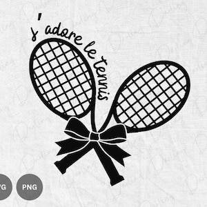 Coquette Tennis SVG, j&#39;adore le tennis svg, tennis svg file, tennis bow svg, tennis svg cuttables, digital download, PNG SVG cut file