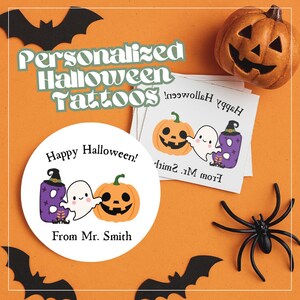 BOO! Personalized Temporary Tattoo Halloween Class Gift  Bulk Party Favor Custom Halloween Flash Tattoo Non Candy Trick or Treat Favor