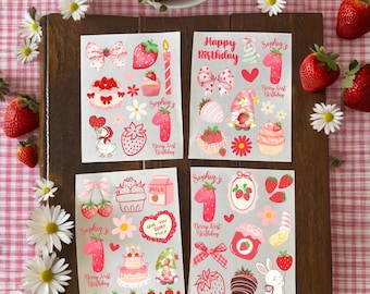 Berry First Birthday Custom Flash Tattoos Bday Party Favor Personalized Temporary Tattoos Strawberry Picnic 1st Birthday Party Activity