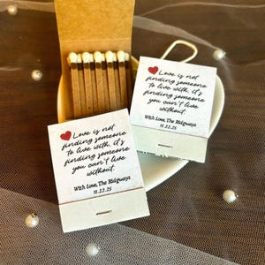 Custom Matchbooks for Bulk Wedding Favors, Matchboxes Personalized with Matches, Romantic and Sentimental Unique Guest Favor for Elopements