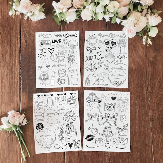 Custom Tattoos for Unique Wedding Favors Personalized Temporary Tattoos Wedding Initial Tattoos Bridal Shower Activity Bulk Wedding Favor