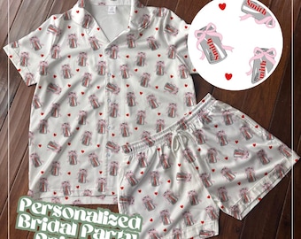 Diet Soda Personalized Bridal Party Pajamas Cola Can Mrs Bridesmaid PJ Set for Wedding Day Getting Ready Set Engagement Gift