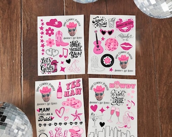 Custom Tattoos for Nashville Bachelorette Party Favor Temporary Personalized Face Tattoo Bride's Last Rodeo Bachelorette Same Cowboy Forever